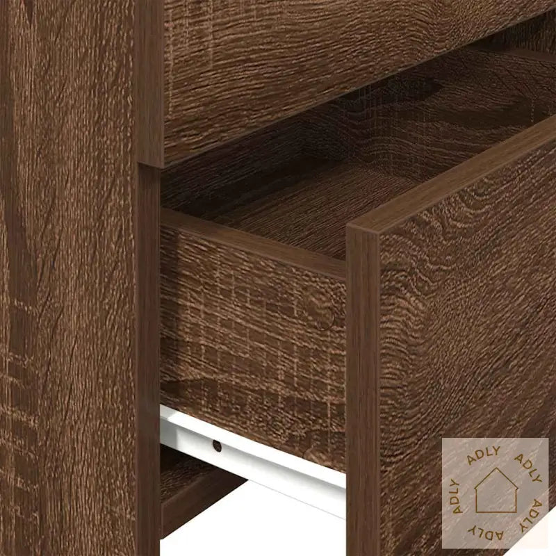 Nattbord 2 Stk Med 2 Skuffer Brun Eik 40X36,5X62 Cm