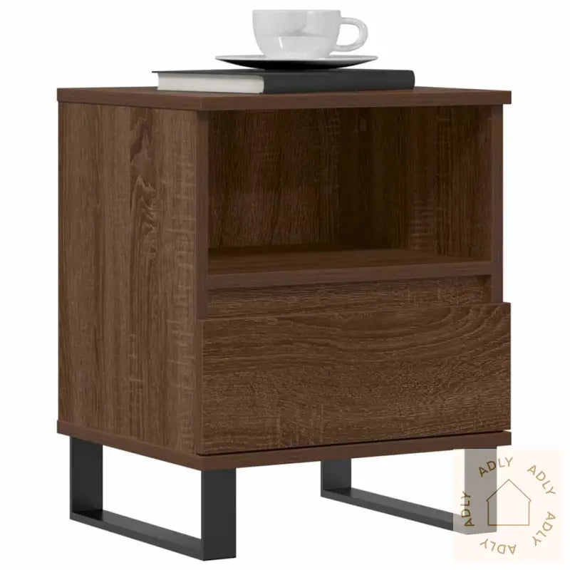 Nattbord 2 Stk Brun Eik 40X35X50 Cm Konstruert Tre
