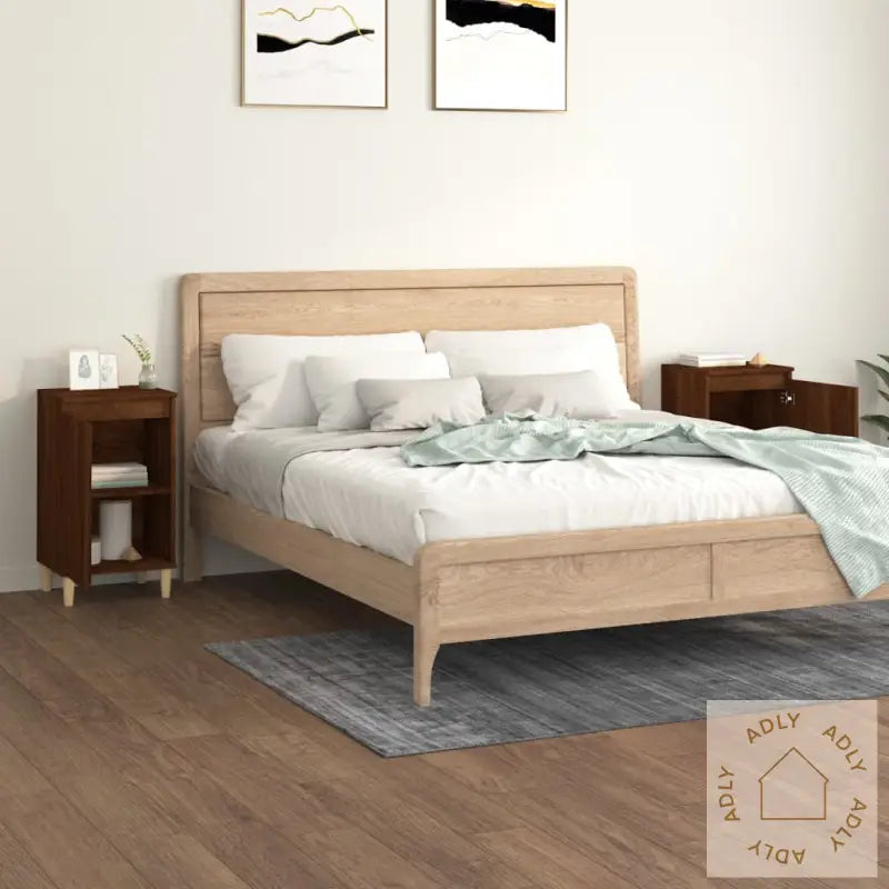 Nattbord 2 Stk Brun Eik 40X35X70 Cm Konstruert Tre