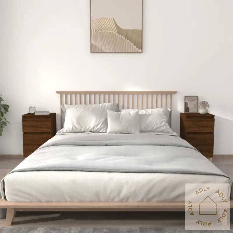 Nattbord 2 Stk Brun Eik 40X35X70 Cm