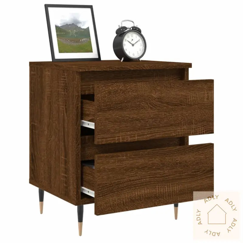 Nattbord 2 Stk Brun Eik 40X35X50 Cm Konstruert Tre