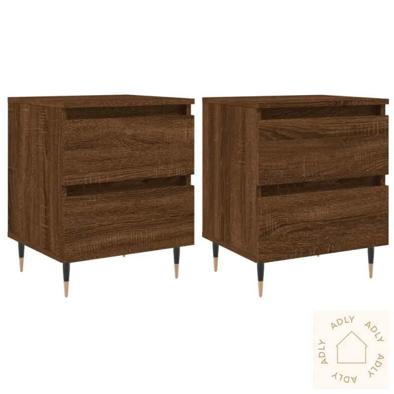 Nattbord 2 Stk Brun Eik 40X35X50 Cm Konstruert Tre