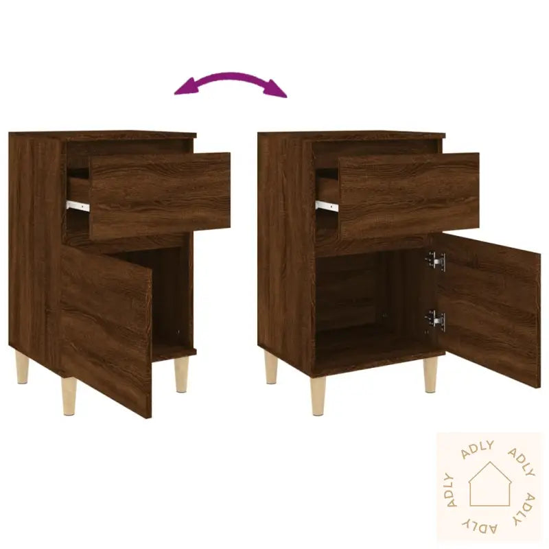 Nattbord 2 Stk Brun Eik 40X35X70 Cm