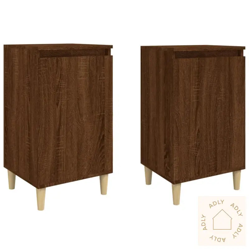 Nattbord 2 Stk Brun Eik 40X35X70 Cm Konstruert Tre