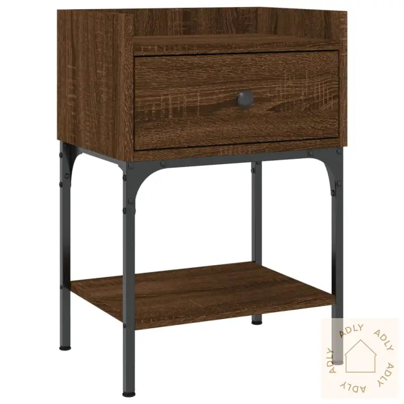 Nattbord 2 Stk Brun Eik 40,5X31X60 Cm Konstruert Tre