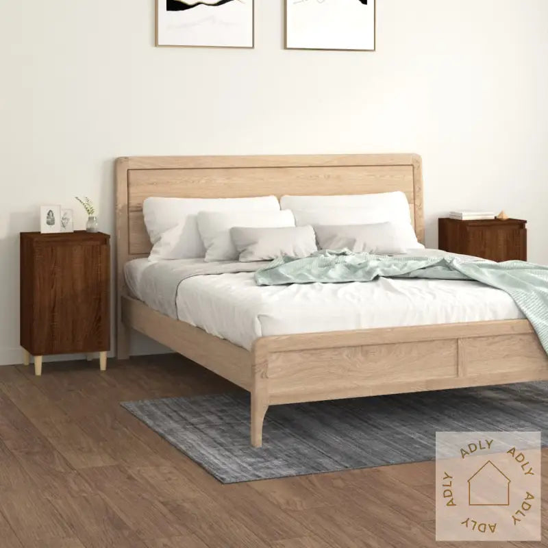 Nattbord 2 Stk Brun Eik 40X35X70 Cm Konstruert Tre