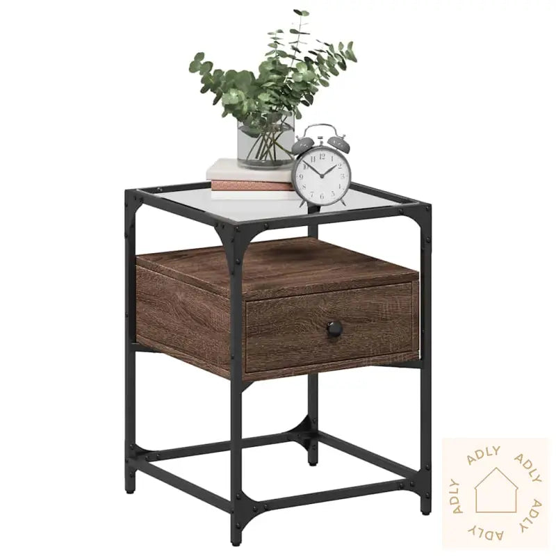 Nattbord Brun Eik 40X40X55 Cm Konstruert Tre