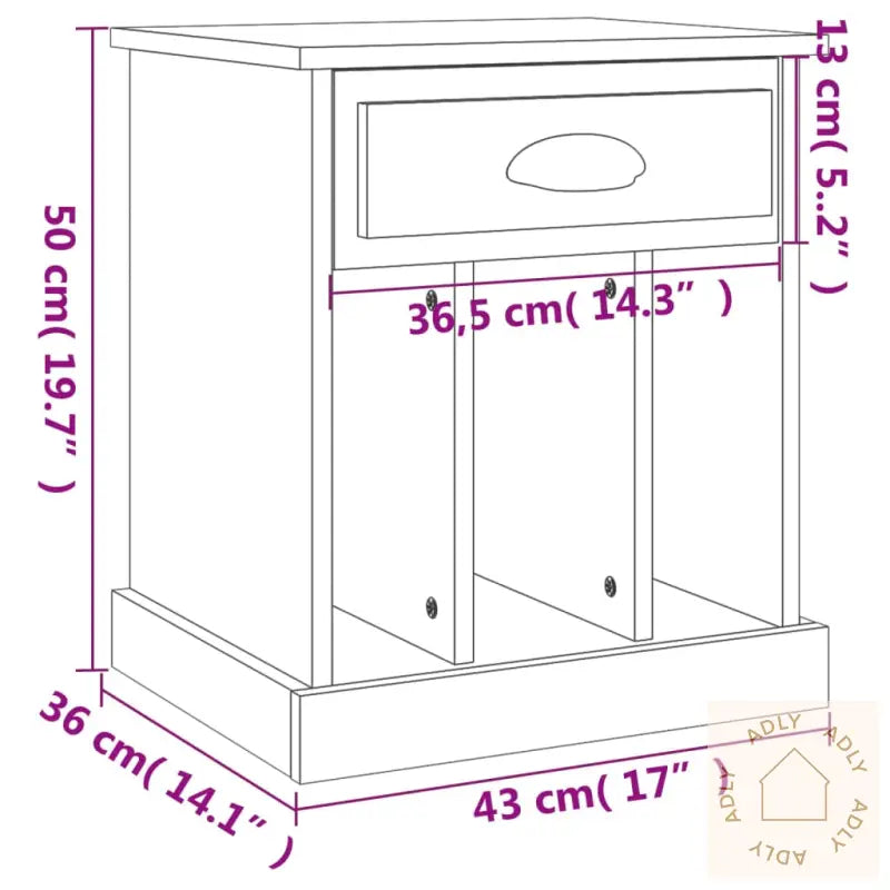 Nattbord Brun Eik 43X36X50 Cm