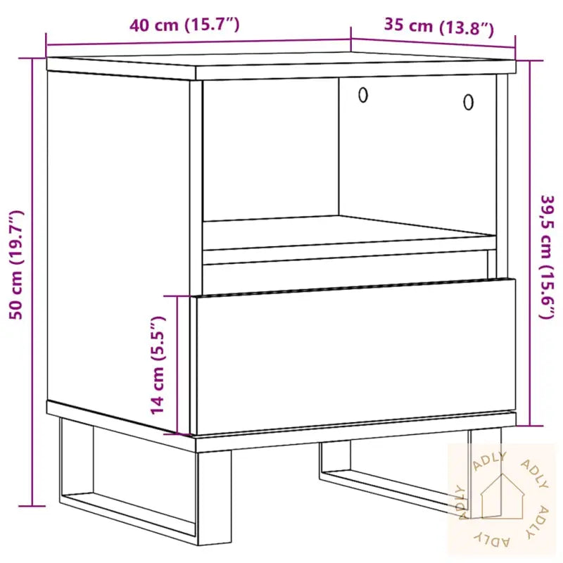 Nattbord 2 Stk Brun Eik 40X35X50 Cm Konstruert Tre