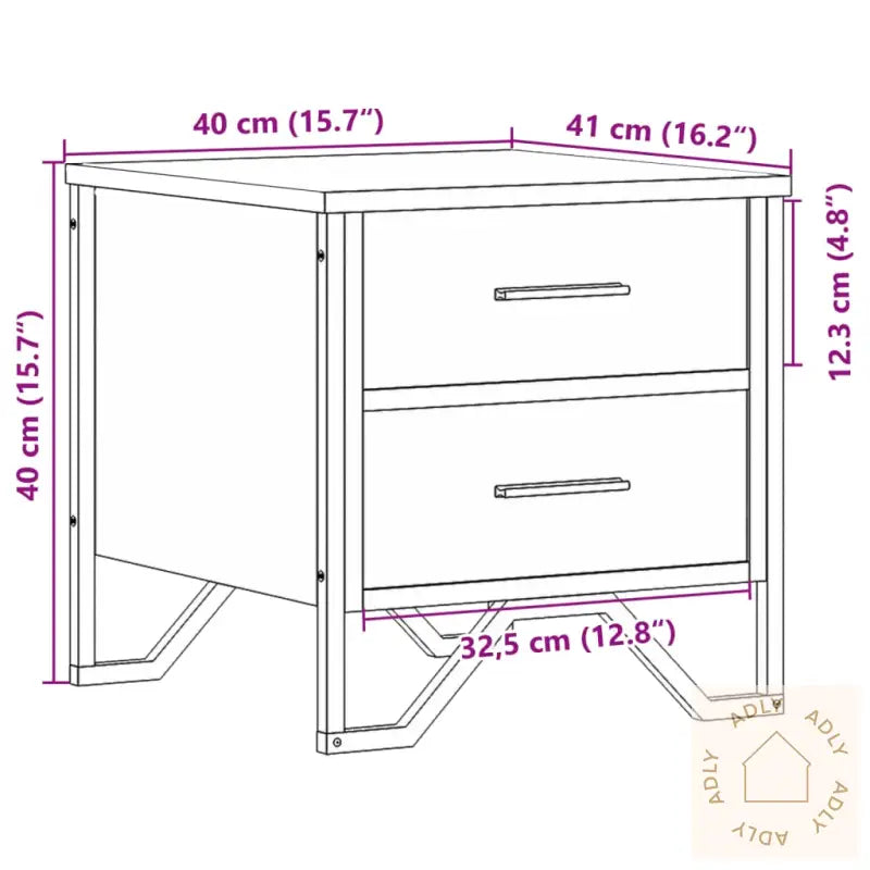 Nattbord 2 Stk Brun Eik 40X41X40 Cm Konstruert Tre
