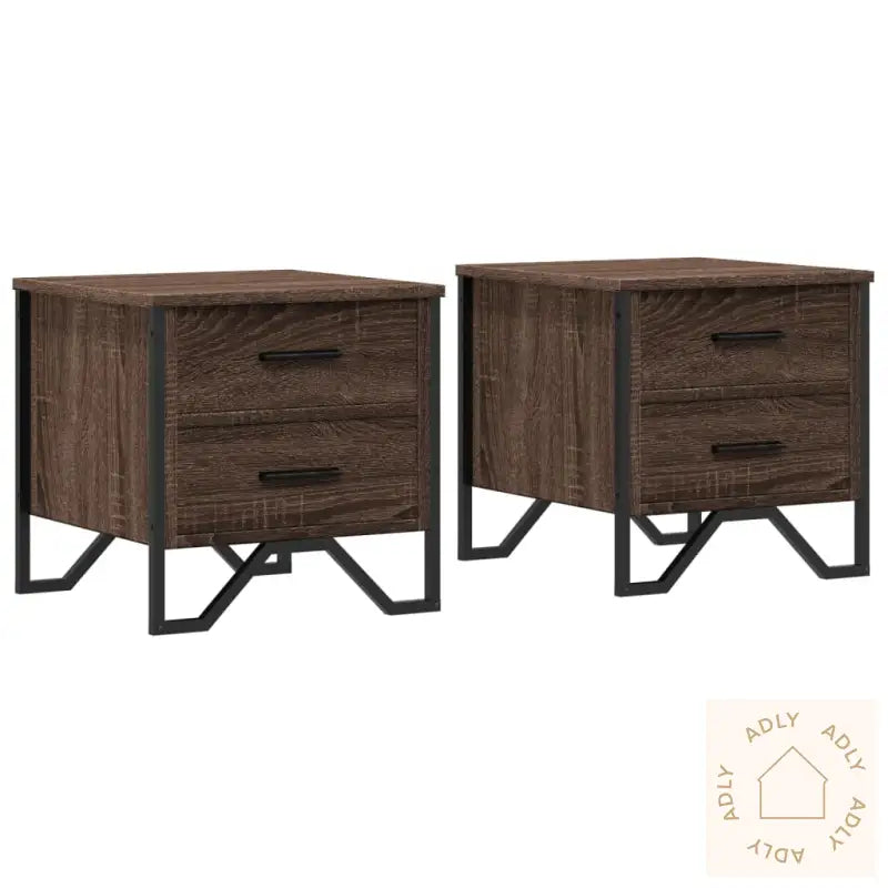 Nattbord 2 Stk Brun Eik 40X41X40 Cm Konstruert Tre