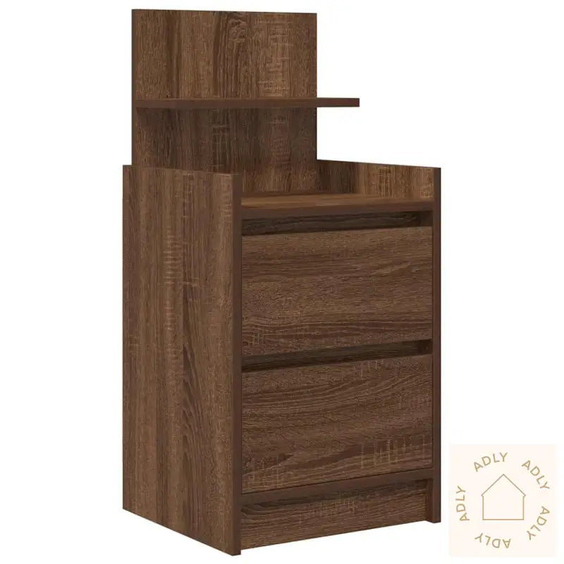 Nattskap Med 2 Skuffer 2 Stk Brun Eik 38X34X80 Cm