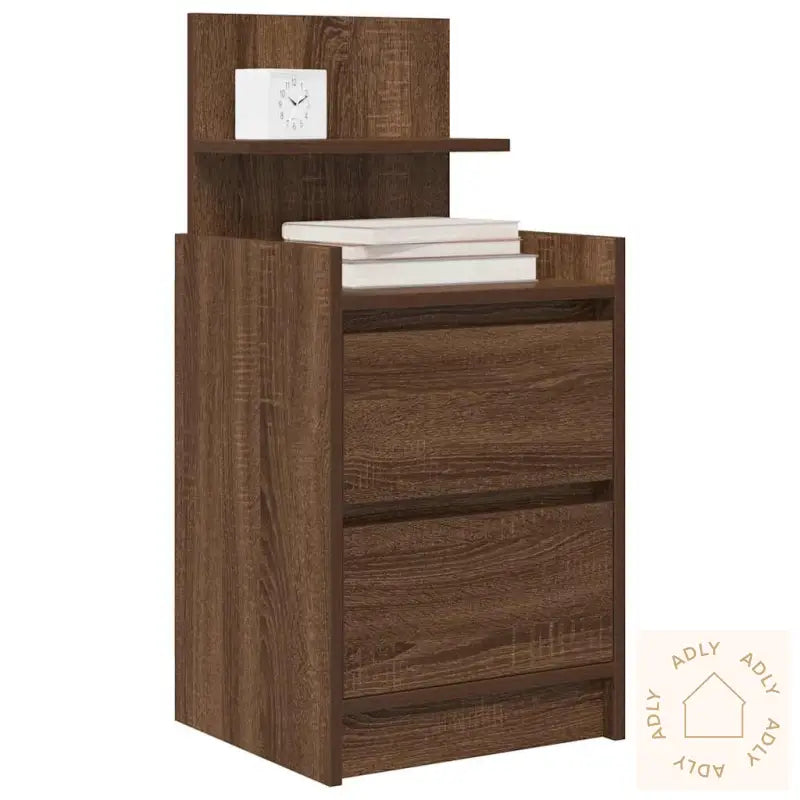 Nattskap Med 2 Skuffer 2 Stk Brun Eik 38X34X80 Cm