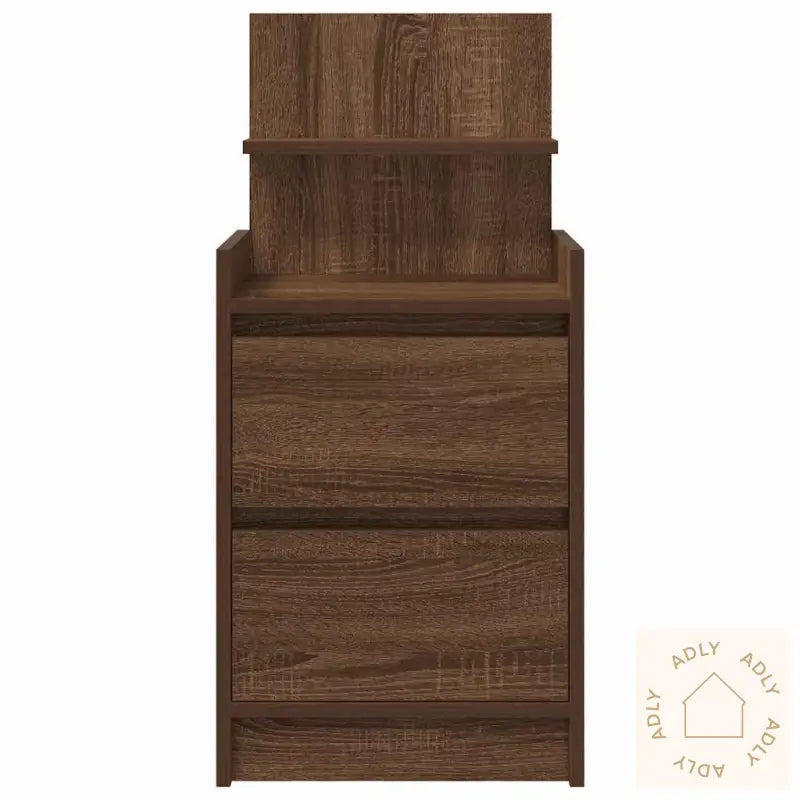 Nattskap Med 2 Skuffer 2 Stk Brun Eik 38X34X80 Cm