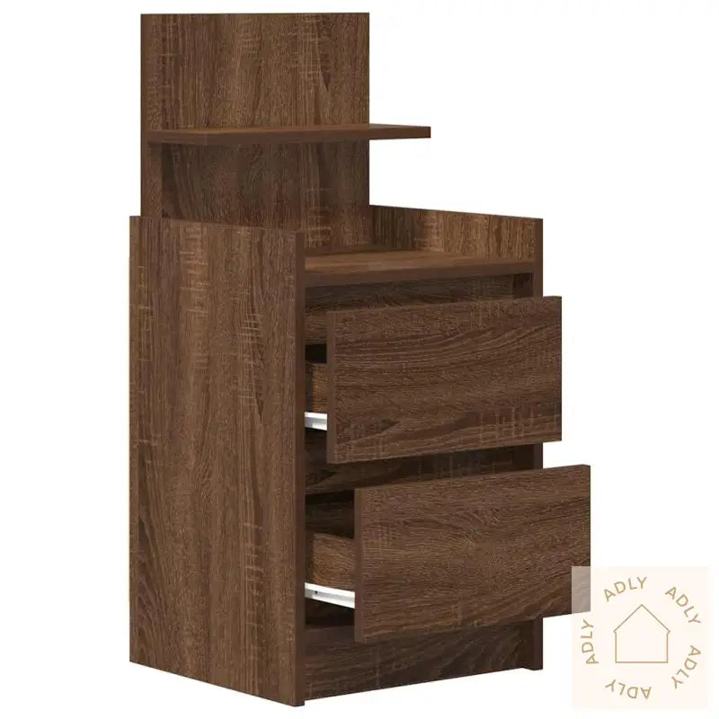 Nattskap Med 2 Skuffer 2 Stk Brun Eik 38X34X80 Cm