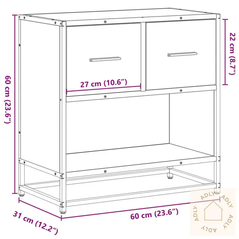Nattbord Brun Eik 60X31X60 Cm Konstruert Tre Og Metall