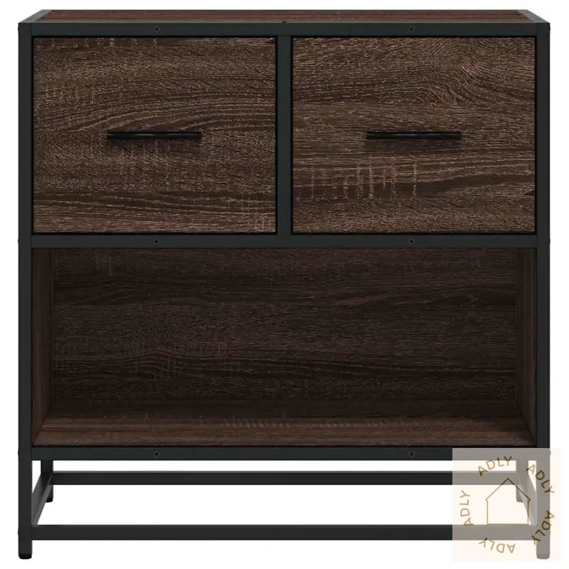 Nattbord Brun Eik 60X31X60 Cm Konstruert Tre Og Metall