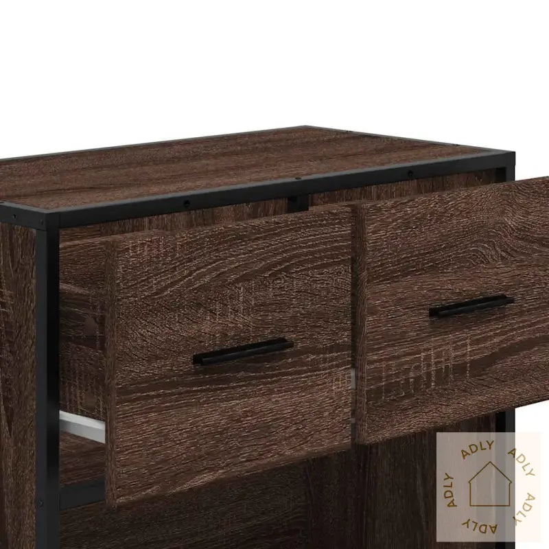 Nattbord Brun Eik 60X31X60 Cm Konstruert Tre Og Metall