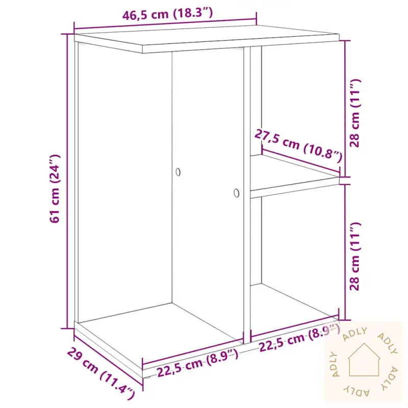 Nattbord Brun Eik 46,5X29X61 Cm Konstruert Tre