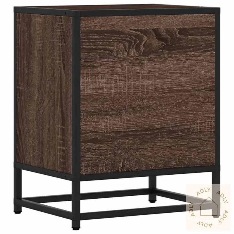 Nattbord Brun Eik 40X31X50 Cm Konstruert Tre Og Metall