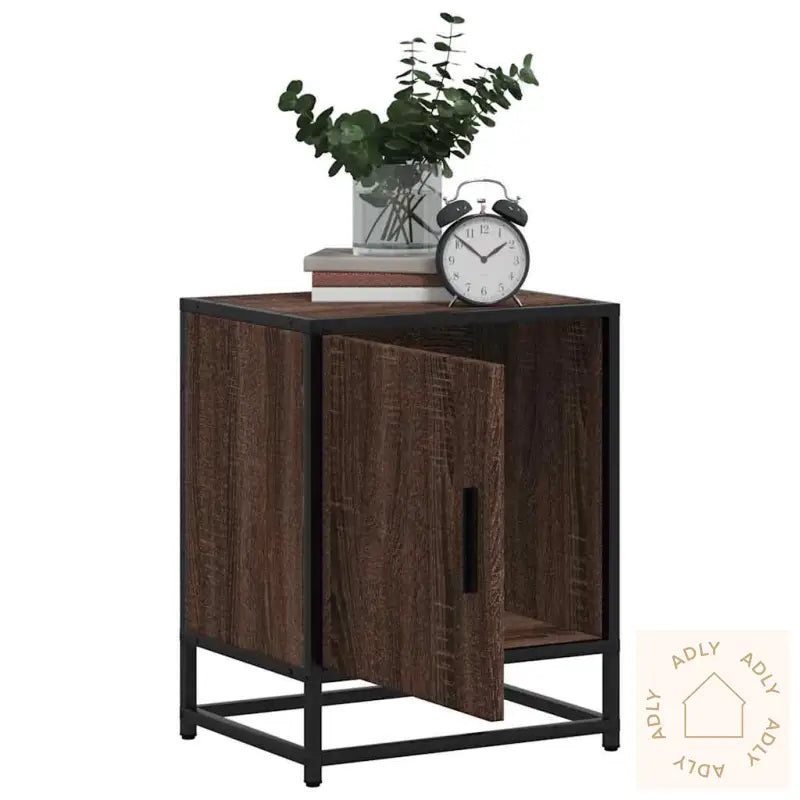 Nattbord Brun Eik 40X31X50 Cm Konstruert Tre Og Metall