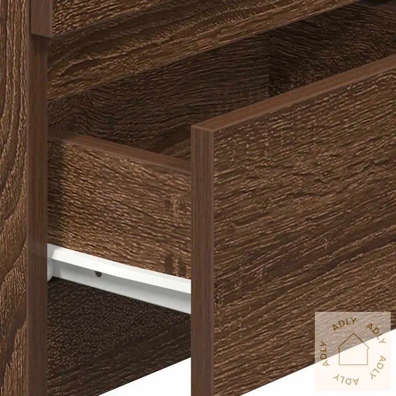 Nattbord 2 Stk Med 2 Skuffer Brun Eik 40X33X60 Cm