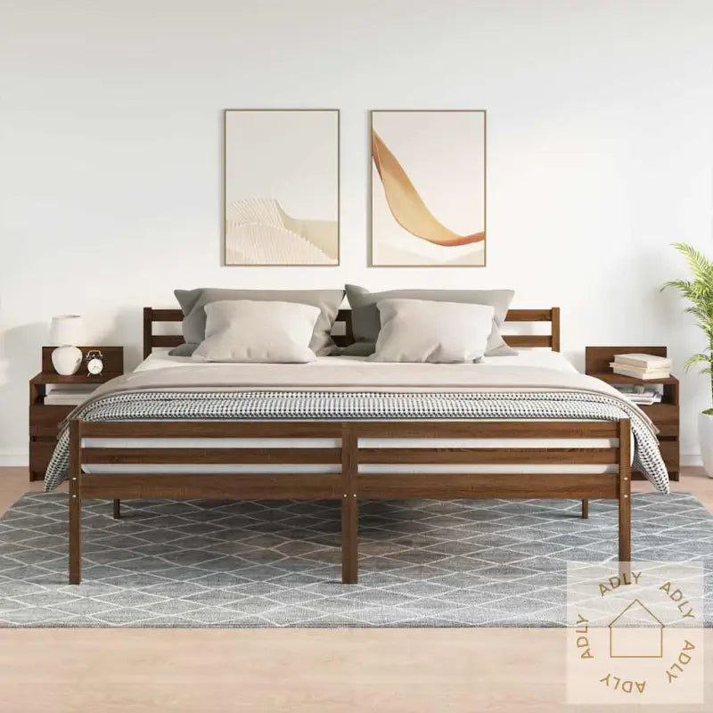 Nattbord 2 Stk Med 2 Skuffer Brun Eik 40X33X60 Cm