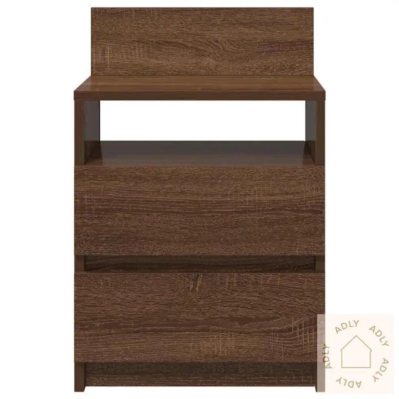 Nattbord 2 Stk Med 2 Skuffer Brun Eik 40X33X60 Cm