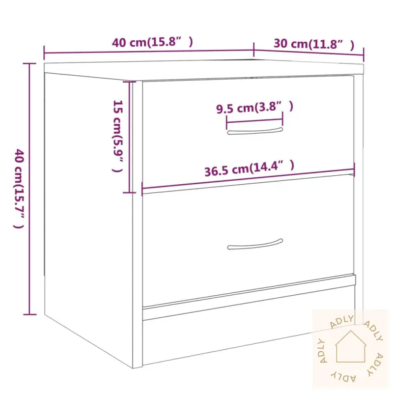 Nattbord Brun Eik 40X30X40 Cm Konstruert Tre