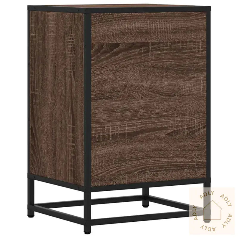 Nattbord Brun Eik 40X34,5X60 Cm Konstruert Tre Og Metall