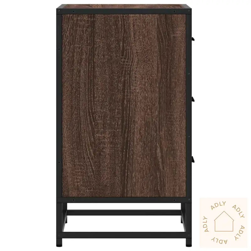 Nattbord Brun Eik 40X34,5X60 Cm Konstruert Tre Og Metall