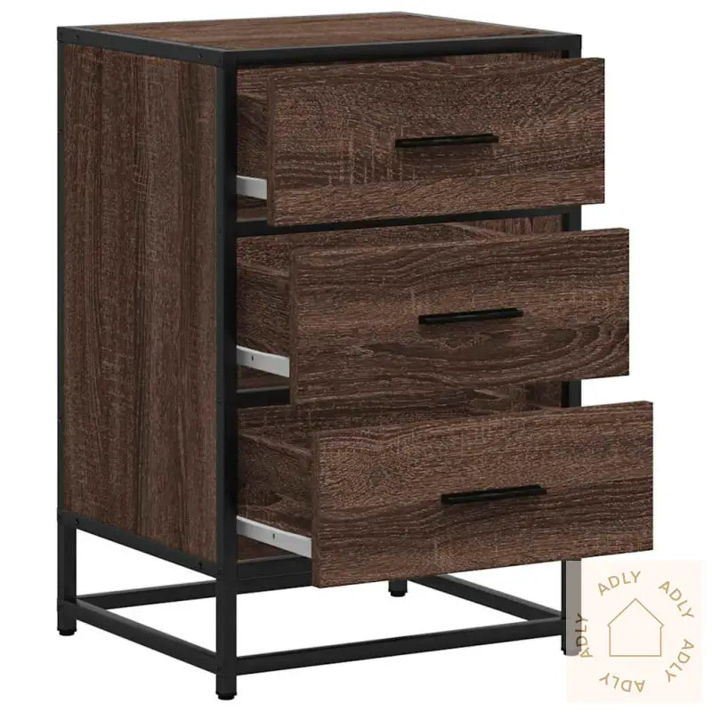 Nattbord Brun Eik 40X34,5X60 Cm Konstruert Tre Og Metall