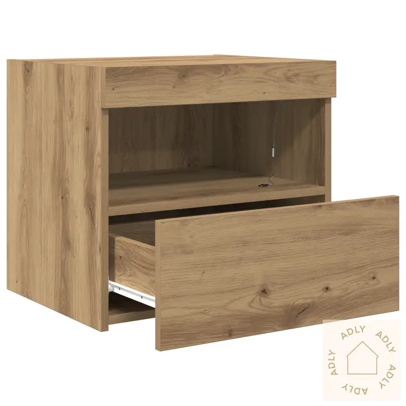 Nattbord Med Led-Lamper Artisan Eik 50X40X45 Cm