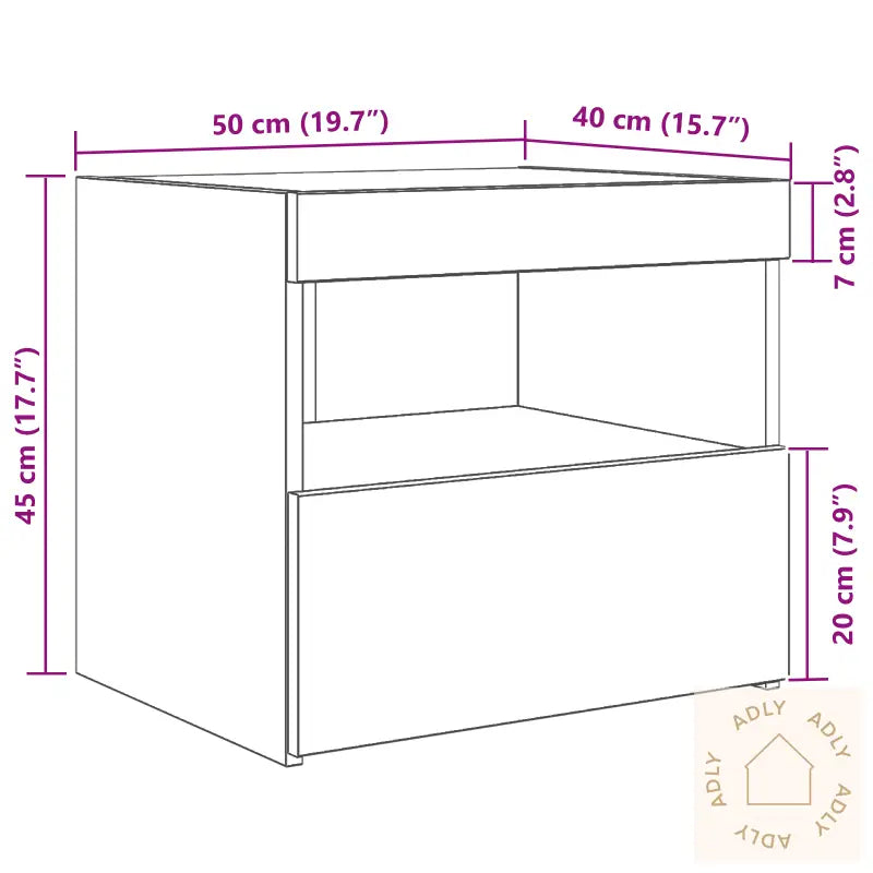 Nattbord Med Led-Lamper Artisan Eik 50X40X45 Cm