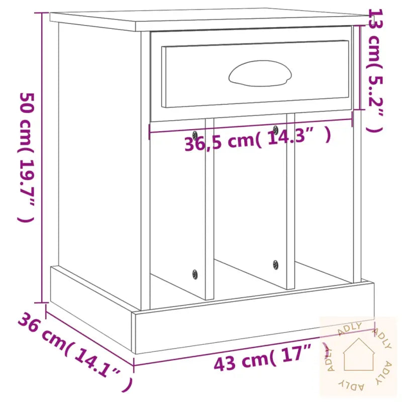 Nattbord 2 Stk Svart 43X36X50 Cm