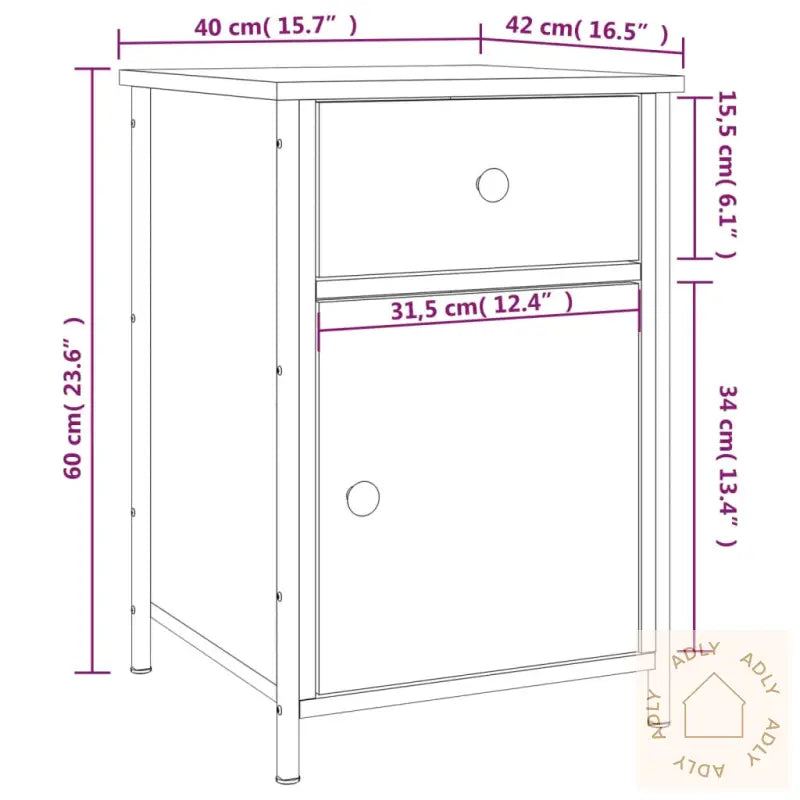 Nattbord Svart 40X42X60 Cm Konstruert Tre
