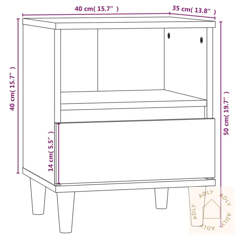 Nattbord 2 Stk Betonggrå 40X35X50 Cm