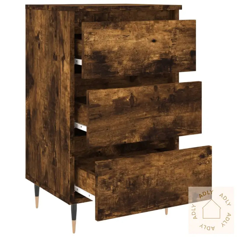 Nattbord 2 Stk Røkt Eik 40X35X69 Cm Konstruert Tre