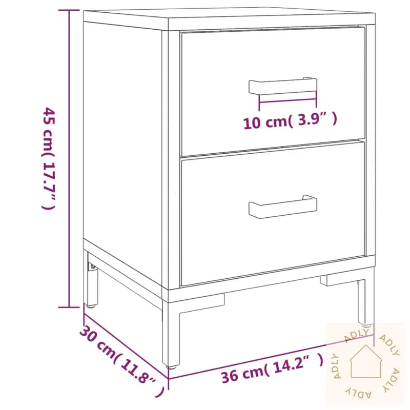 Nattbord Svart 36X30X45 Cm Heltre Furu