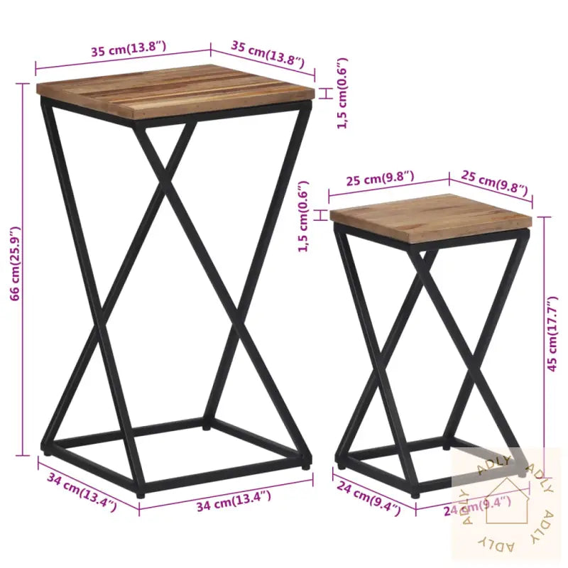 Sidebord 2 Stk Gjenvunnet Heltre Teak