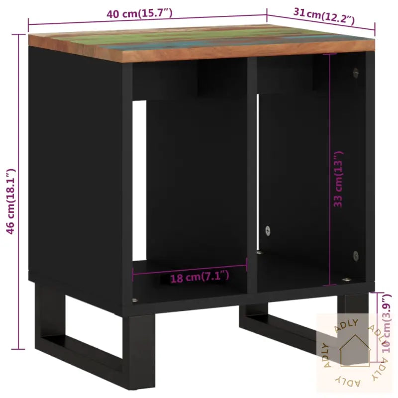 Sidebord 40X31X46 Cm Gjenvunnet Heltre Og Konstruert Tre