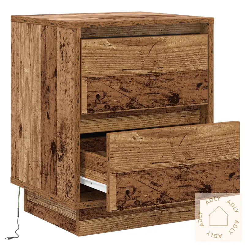 Nattbord Med Led Lys Gamle Tre 39X34.5X50 Cm