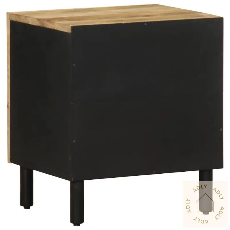 Nattbord 2 Stk Svart 40X33,5X46 Cm Grovt Heltre Mangotre