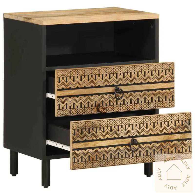 Nattbord Svart 50X33X62 Cm Grovt Heltre Mangotre