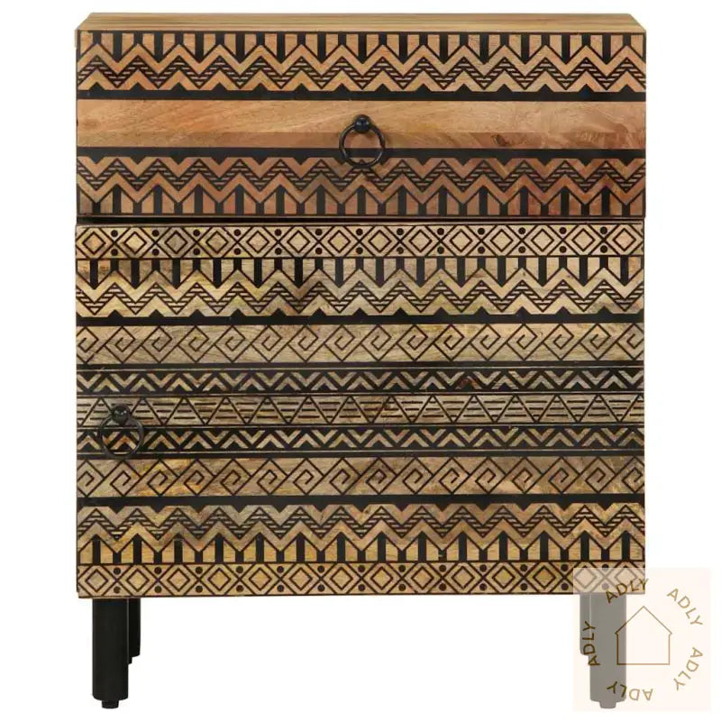 Nattbord Svart 50X33X60 Cm Grovt Heltre Mangotre