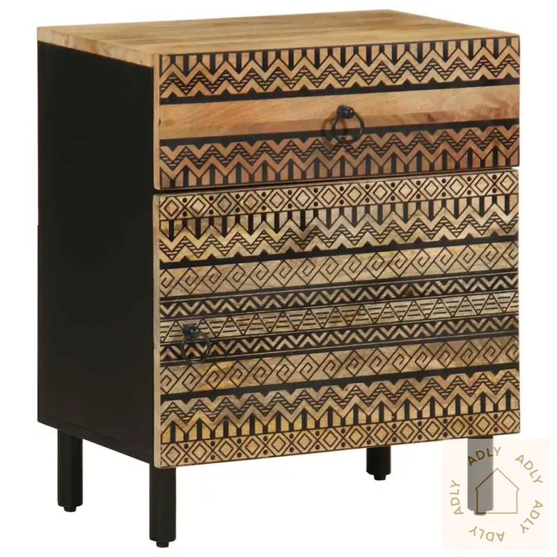 Nattbord Svart 50X33X60 Cm Grovt Heltre Mangotre