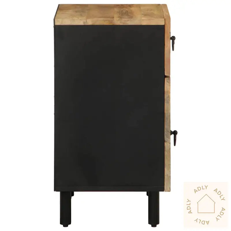Nattbord Svart 50X33X60 Cm Grovt Heltre Mangotre