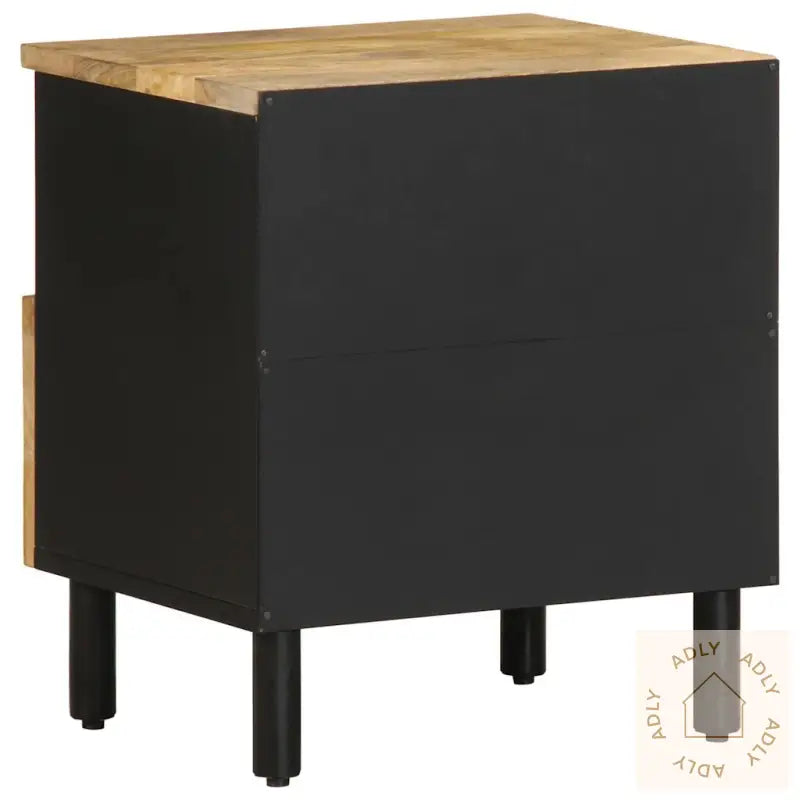 Nattbord 2 Stk Svart 40X33X46 Cm Grovt Heltre Mangotre