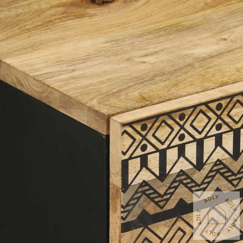 Nattbord 2 Stk Svart 40X33,5X46 Cm Grovt Heltre Mangotre