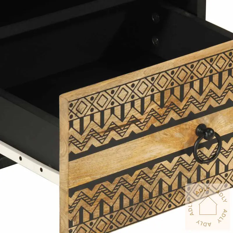 Nattbord 2 Stk Svart 40X33X46 Cm Grovt Heltre Mangotre